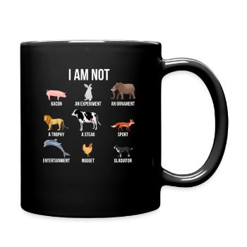 Vegan animal rescue veggie animal rights animal love - Full Colour Mug - black - Right