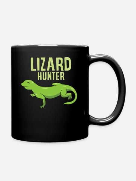 Lustige Eidechsen Jäger Reptil Eidechse - Tasse einfarbig - Schwarz