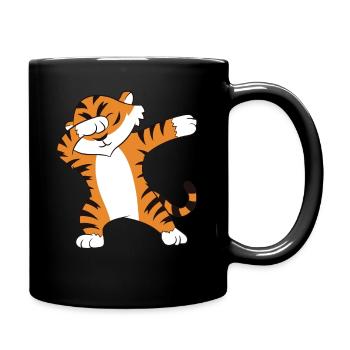Dabbender Tiger Lustiges Dabbing Tiger - Tasse einfarbig - Schwarz - Rechts