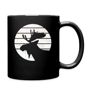 Moose, Scandinavia, Vintage, Norway Gift - Full Colour Mug - black - Right