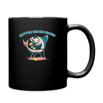 Norddeutsch - Butter bei die Fische - Tasse einfarbig - Schwarz - Rechts