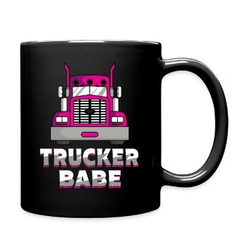 Trucker Babe LKW Fahrerin Kraftfahrerin Frauen - Tasse einfarbig - Schwarz - Rechts