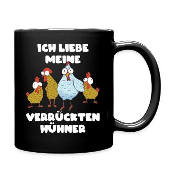 Hühner Huhn Hühnerstall Landwirt - Tasse einfarbig - Schwarz - Rechts