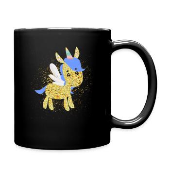 Licorne pailletée avec des ailes - Mug uni - noir - Droite