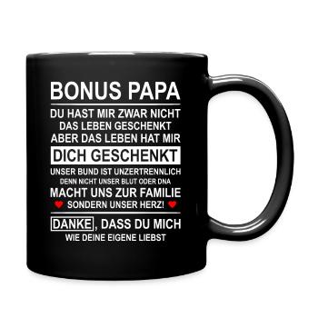 Bonus Papa Geschenk von Tochter - Tasse einfarbig - Schwarz - Rechts