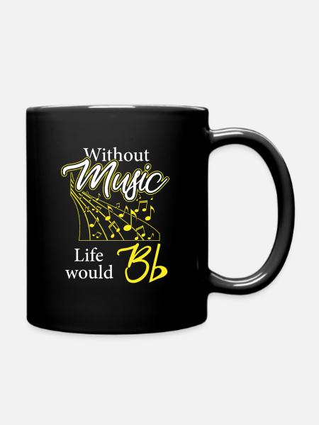 Without music, life would be flat - Full Colour Mug - black