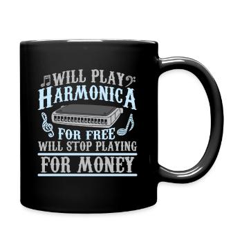 Harmonica player blues music country - Mug uni - noir - Droite