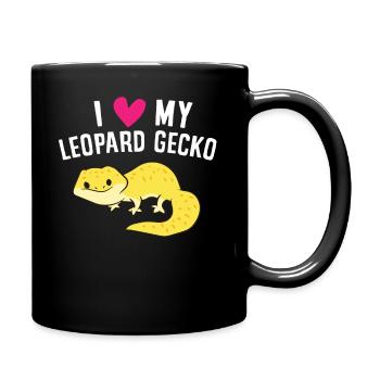 Ich liebe meinen Leoparden Gecko - Tasse einfarbig - Schwarz - Rechts