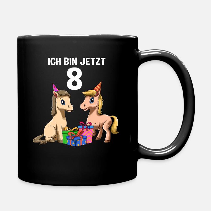 Süße Kinder & Pferde 8. Geburtstagsfeier - Tasse einfarbig - Schwarz