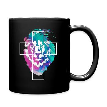 Lion Croix Jésus Dieu Don - Mug uni - noir - Droite