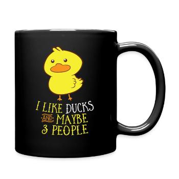 Cute Duck I Like Ducks And Maybe 3 People - Full Colour Mug - black - Right