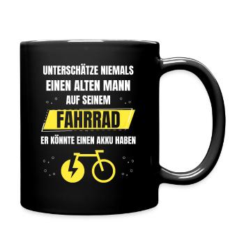 Alter Mann Fahrrad Elektro e-Bike Elektrofahrrad - Tasse einfarbig - Schwarz - Rechts