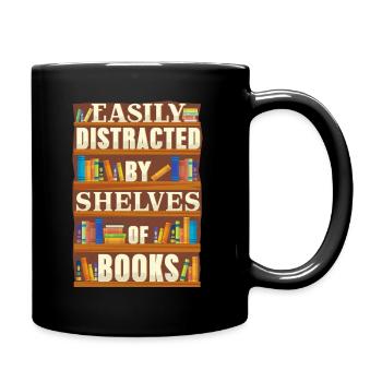 Amateur de livres - facilement distrait par les étagères de livres - Mug uni - noir - Droite