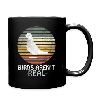 Vintage Retro Birds Aren´t REAL - Tasse einfarbig - Schwarz - Rechts