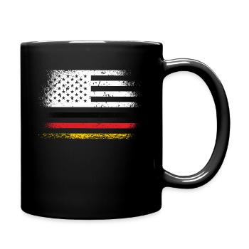 Deutschland Amerika Flagge - Tasse einfarbig - Schwarz - Rechts