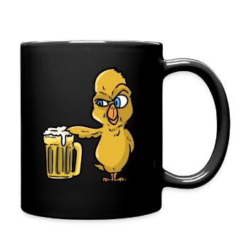 Chick with beer - Full Colour Mug - black - Right