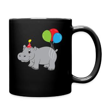 Nilpferd Geburtstag Süßes Nilpferd - Tasse einfarbig - Schwarz - Rechts