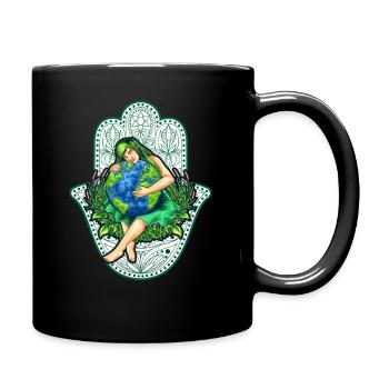 Mother Earth, Gaia with Mandala, nature gift idea - Full Colour Mug - black - Right
