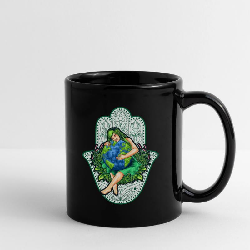 Mutter Erde, Gaia mit Mandala, Natur Geschenkidee Tasse einfarbig