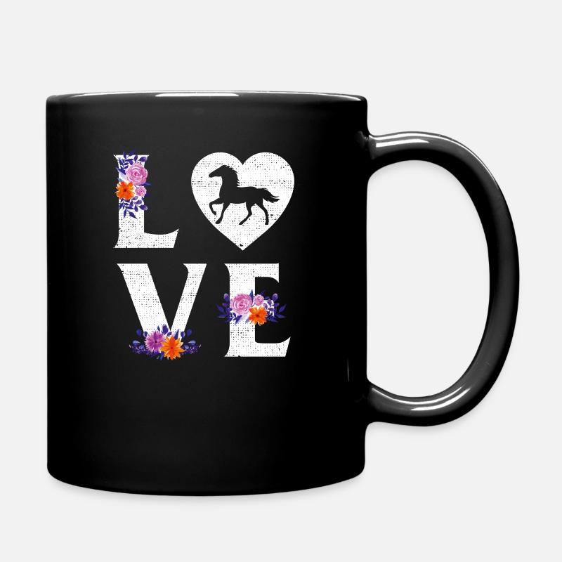 Les filles mignonnes amateurs de chevaux aiment l'équitation - Mug uni - noir