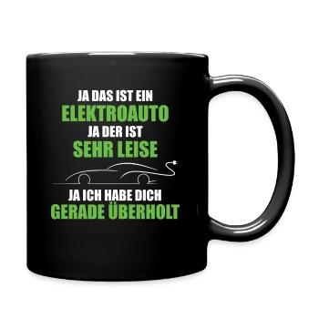 Elektroauto E-Auto Strom Grün Umweltschutz - Tasse einfarbig - Schwarz - Rechts