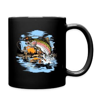 Rainbow Trout Fly Fishing print - Full Colour Mug - black - Right