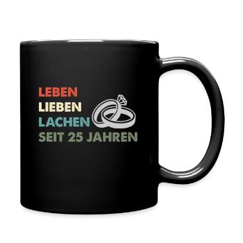 Silberhochzeit Geschenk 25 Jahre Hochzeitstag - Tasse einfarbig - Schwarz - Rechts