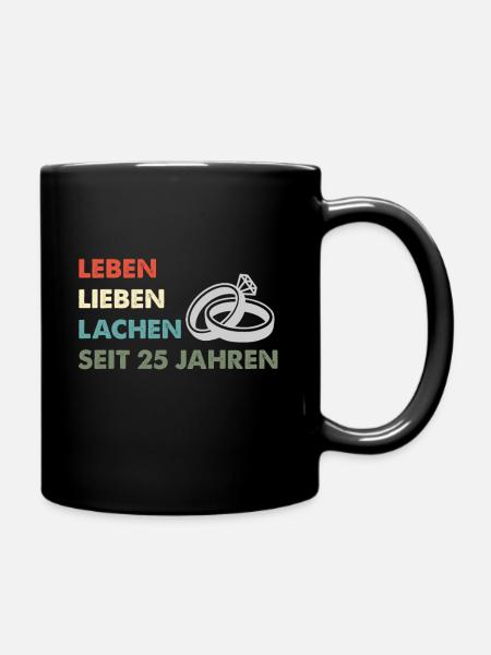 Silberhochzeit Geschenk 25 Jahre Hochzeitstag - Tasse einfarbig - Schwarz