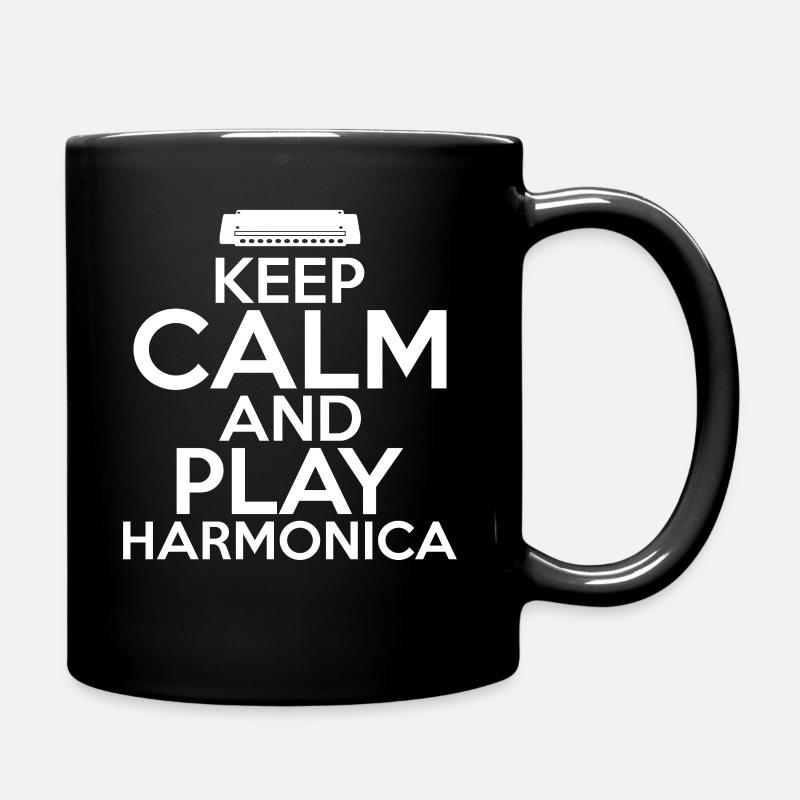 Gardez votre calme et jouez de l'harmonica Harmonica - Mug uni - noir