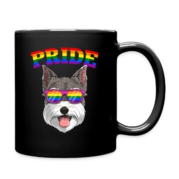 Gay Pride Schnauzer Hund mit LGBT Regenbogen - Tasse einfarbig - Schwarz - Rechts