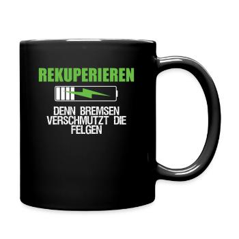 Rekuperieren E-Auto Grün Akku - Tasse einfarbig - Schwarz - Rechts