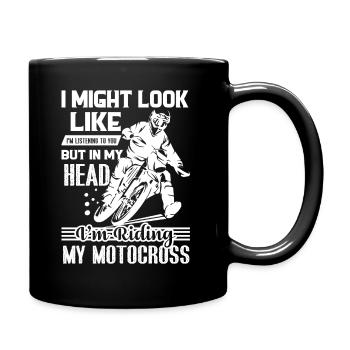 Motocross auf meinem Motocross - Tasse einfarbig - Schwarz - Rechts