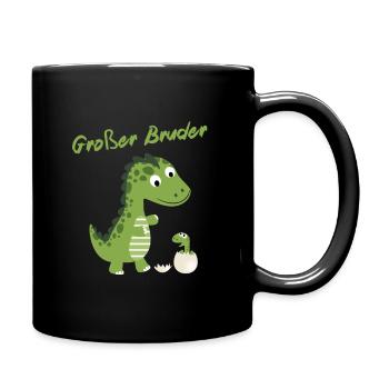 Großer Bruder - Geschenk Geburt Dino Junge - Tasse einfarbig - Schwarz - Rechts