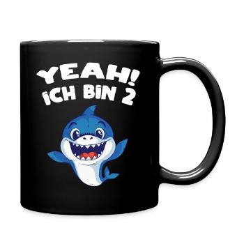 Children's birthday 2 years old HAI Shark - Full Colour Mug - black - Right