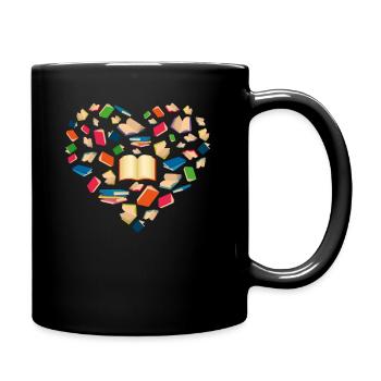 Buch-Liebhaber Herz Form süße lesen Geschenk Bibli - Tasse einfarbig - Schwarz - Rechts