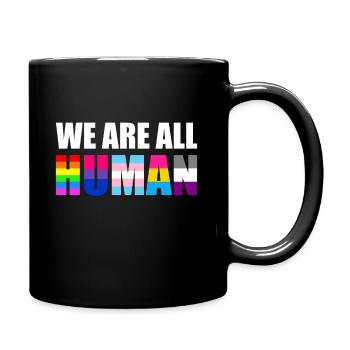 WE ARE ALL HUMAN Flag LGBT Gay Pride Month Queer - Full Colour Mug - black - Right