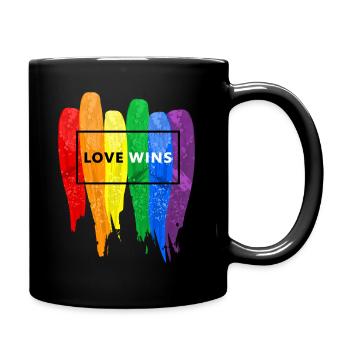 Aquarell LGBT Love gewinnt Rainbow Paint Typographi - Tasse einfarbig - Schwarz - Rechts