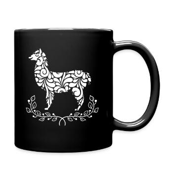 Alpaka Alpaka Blumenmuster - Tasse einfarbig - Schwarz - Rechts