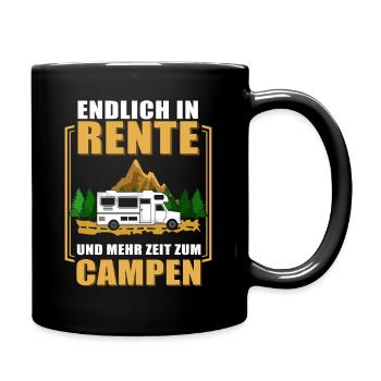 Endlich in Rente u. mehr Zeit zum Campen Wohnmobil - Tasse einfarbig - Schwarz - Rechts