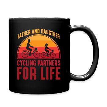 Vater und Tochter Fahrrad Partner fürs Leben - Tasse einfarbig - Schwarz - Rechts