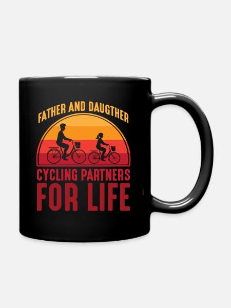 Vater und Tochter Fahrrad Partner fürs Leben - Tasse einfarbig - Schwarz