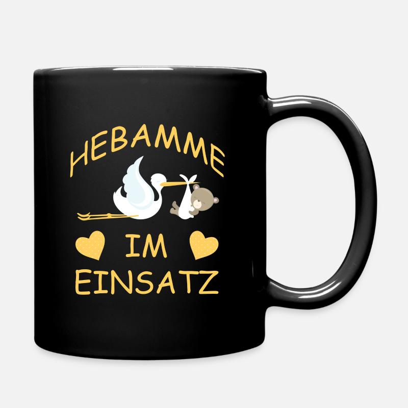 Hebamme im Einsatz - Tasse einfarbig - Schwarz