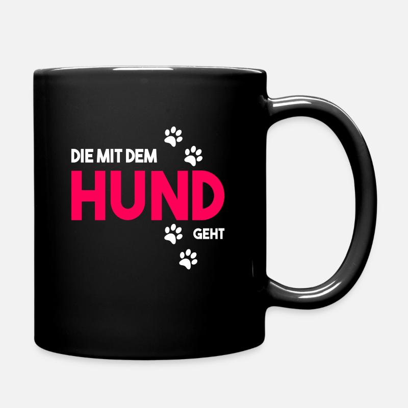 Hund Gassi gehen Pfoten Haustier Süß Geschenk - Tasse einfarbig - Schwarz