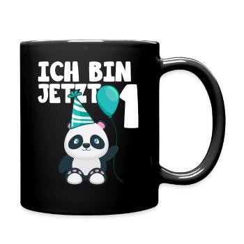Ich bin 1 Jahre Geburtstags Panda Bär 1. Geburtsta - Tasse einfarbig - Schwarz - Rechts