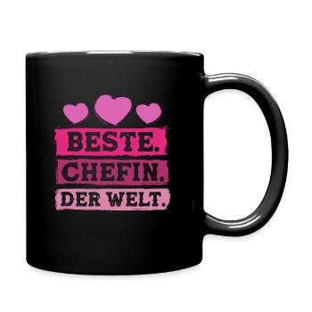 Beste Chefin der Welt - Tasse einfarbig - Schwarz - Rechts