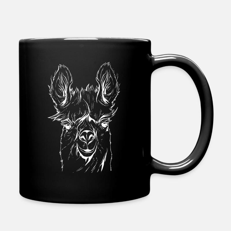 Llama head alpaca - Full Colour Mug - black