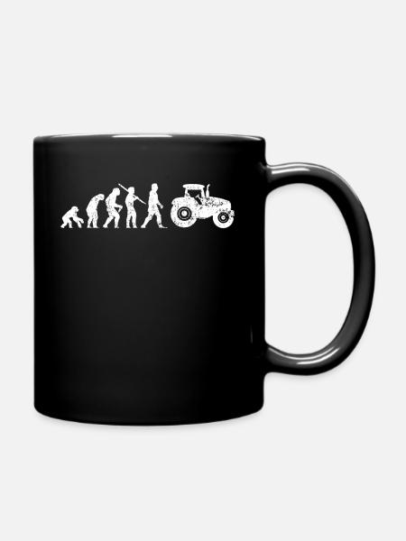 Traktor Evolution vom Affen zum Traktorfahrer - Tasse einfarbig - Schwarz