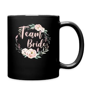 Team Bride Bride Flower Wreath Flowers Engagement JGA - Full Colour Mug - black - Right