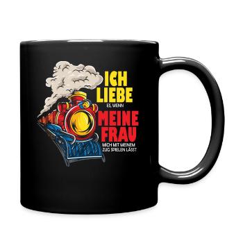 Modelleisenbahn Spruch Ich liebe meine Frau Dampf - Tasse einfarbig - Schwarz - Rechts