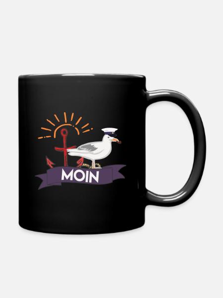 Moin Tshirt mit Möve für Nordlichter und Hamburger - Tasse einfarbig - Schwarz